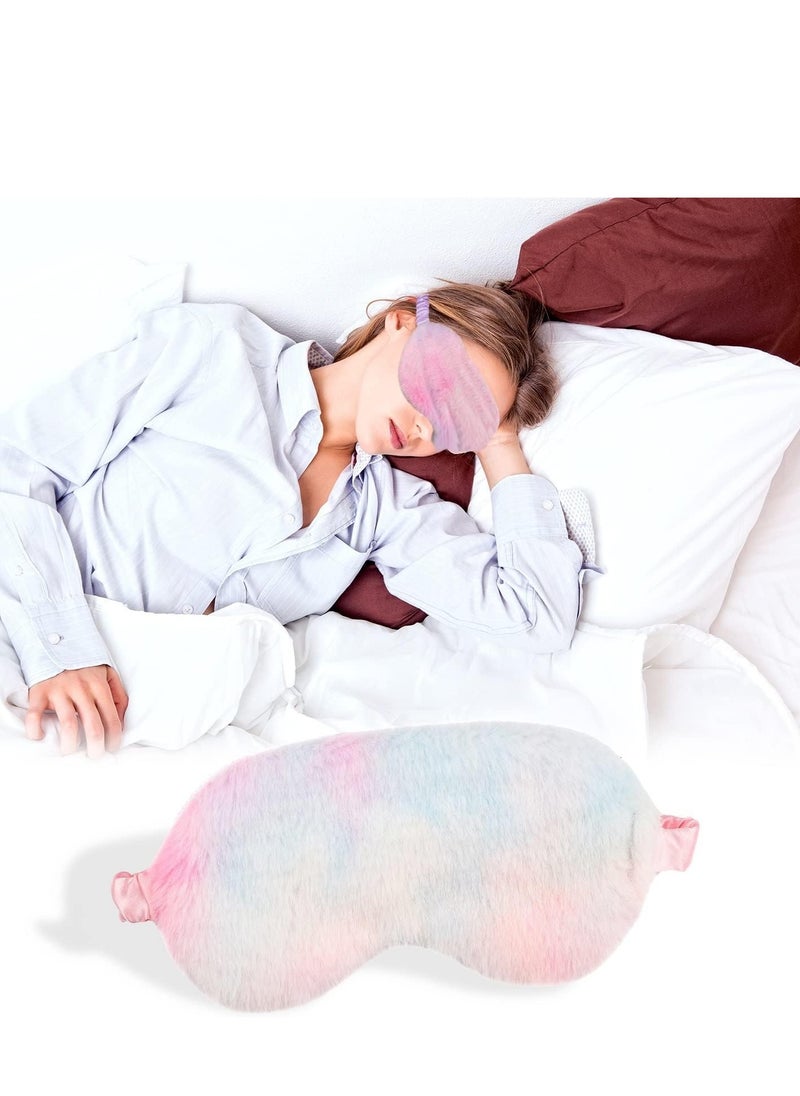 Excefore Plush Sleeping Eye Mask Sleeping Masks for Women Soft Fluffy Eye Cover Silk Eye Mask with Elastic Strap Blindfold Sleep Masks for Women Kids Men Family 3 PCS  - Image 3