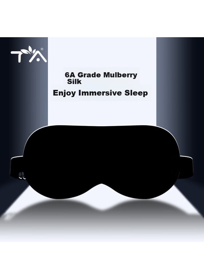 Ta Silk Eye Mask, Mulberry Silk Breathable Sleep Mask For Men And Women, Comfortable For Naps, Sleeping, Travel, Black - Image 1
