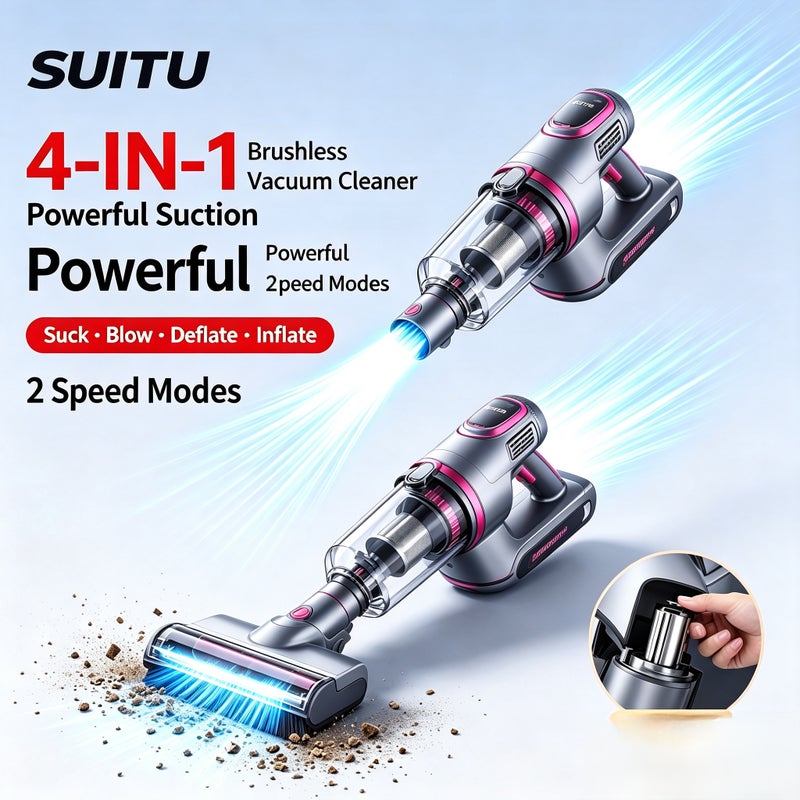 Handheld Car Vacuum Cleaner with Brushless Motor, Blow/Suction, Removable Battery - Image 1