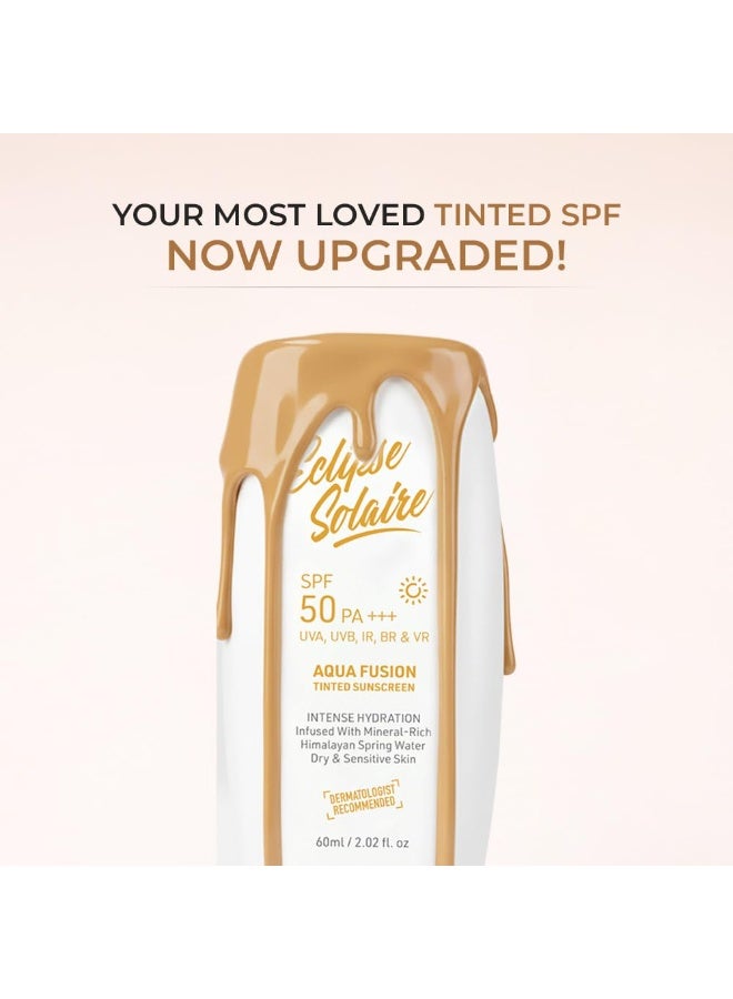كسوف الشمس واقي الشمس Eclipse Solaire Aqua Fusion SPF 50 | حماية خماسية (5X) بمعامل SPF 50 وPA+++ | مُعزز بمياه الينابيع الهيمالايية | غير دهني، للبشرة الجافة والحساسة – 60 مل - Image 2