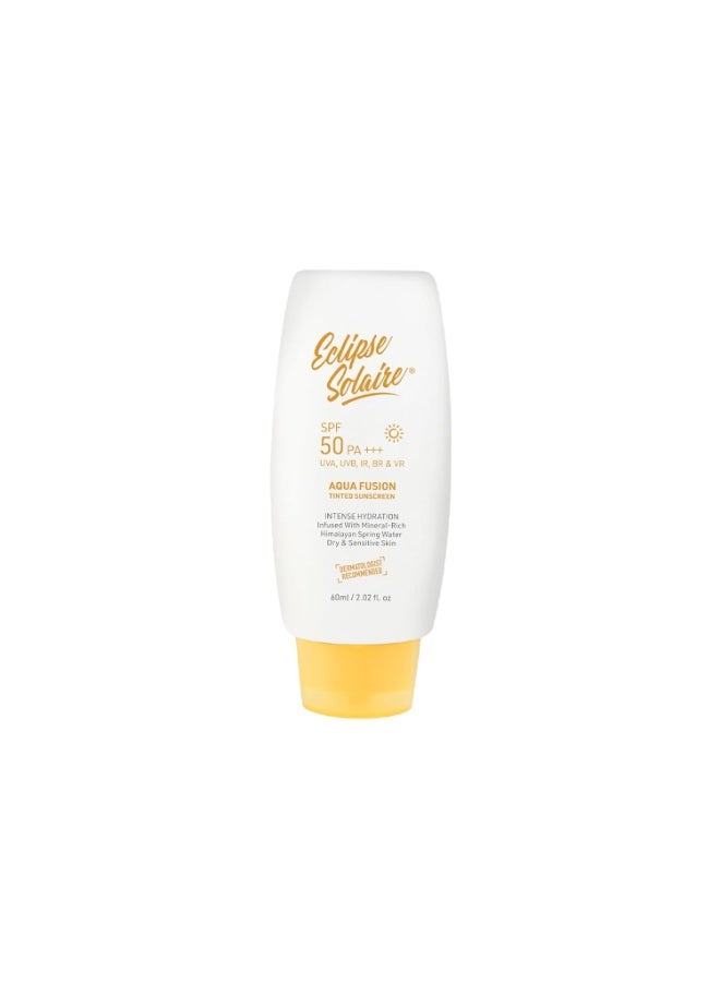 كسوف الشمس واقي الشمس Eclipse Solaire Aqua Fusion SPF 50 | حماية خماسية (5X) بمعامل SPF 50 وPA+++ | مُعزز بمياه الينابيع الهيمالايية | غير دهني، للبشرة الجافة والحساسة – 60 مل - Image 1