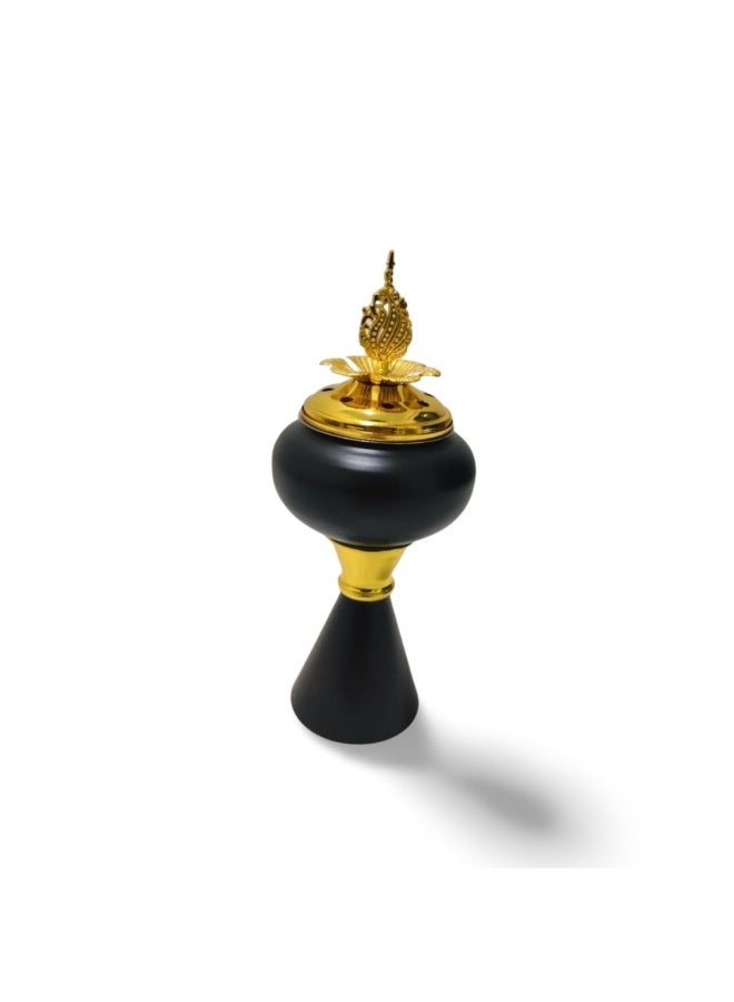 Round Charcoal Incense Burner - Black & Gold - L2093
