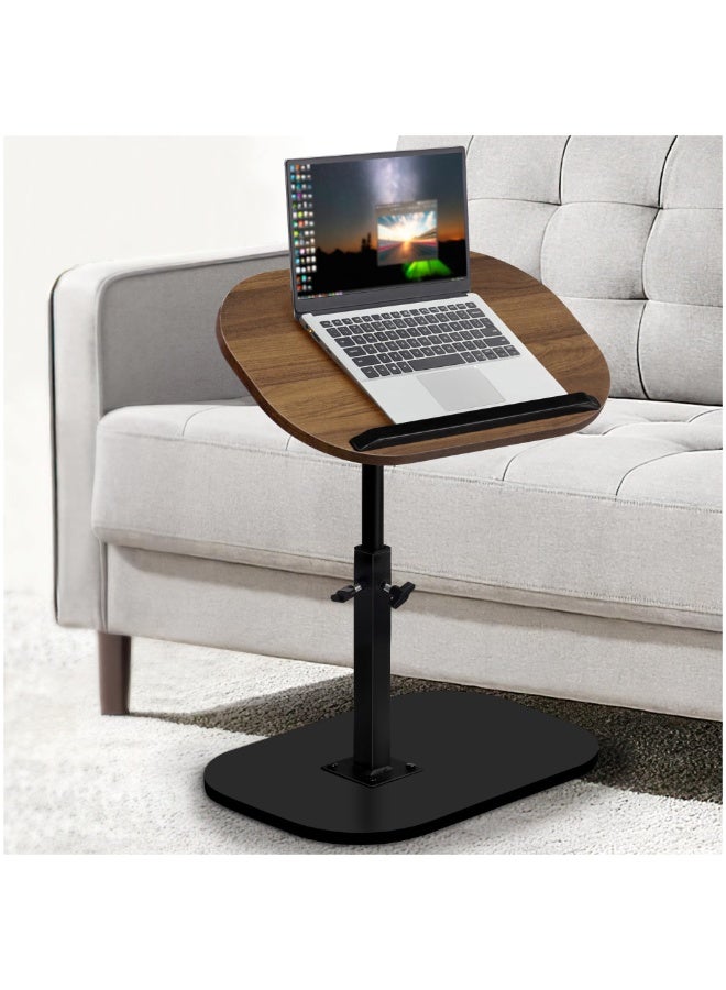 New C Shaped End Table Adjustable Height, 360°Swivel & Flip Top TV Tray for Couch Sofa Bed Chair, Small Side Table for Small Spaces Living Room Bedroom(Walnut) - Image 3