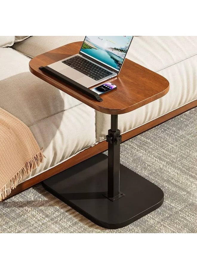 New C Shaped End Table Adjustable Height, 360°Swivel & Flip Top TV Tray for Couch Sofa Bed Chair, Small Side Table for Small Spaces Living Room Bedroom(Walnut) - Image 4