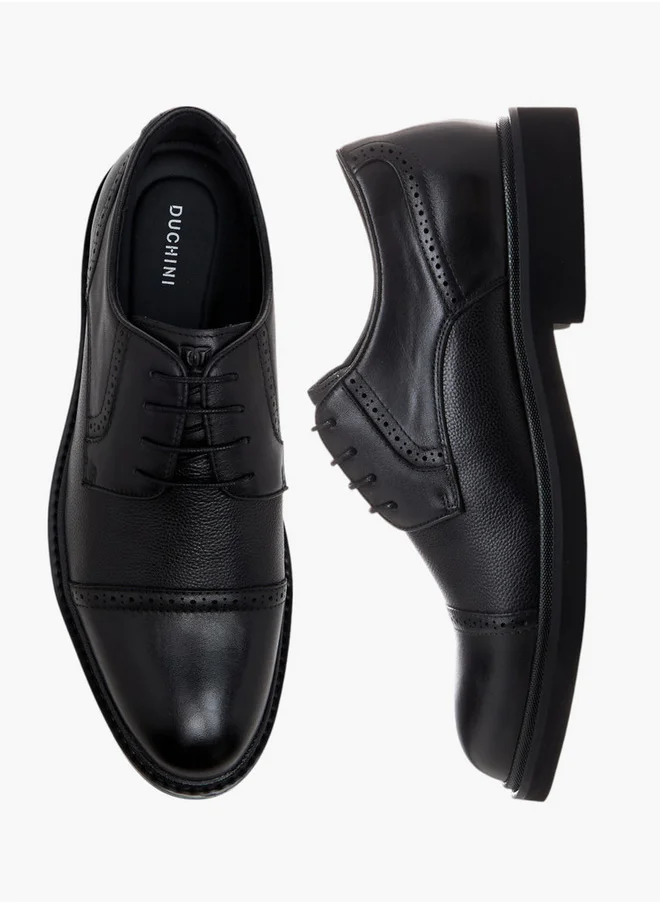 DUCHINI Men's Textured Lace-Up Derby Shoes