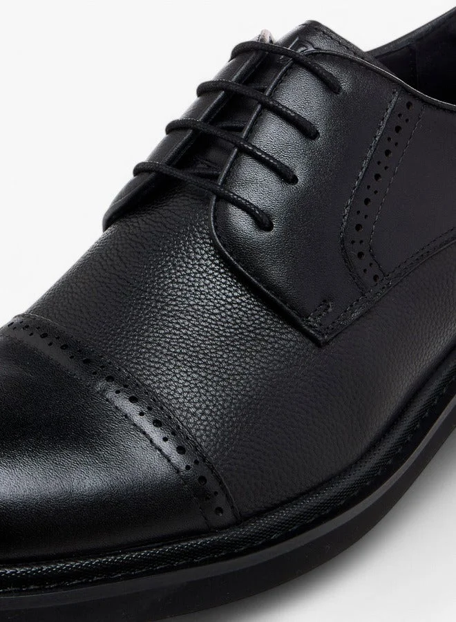 DUCHINI Men's Textured Lace-Up Derby Shoes