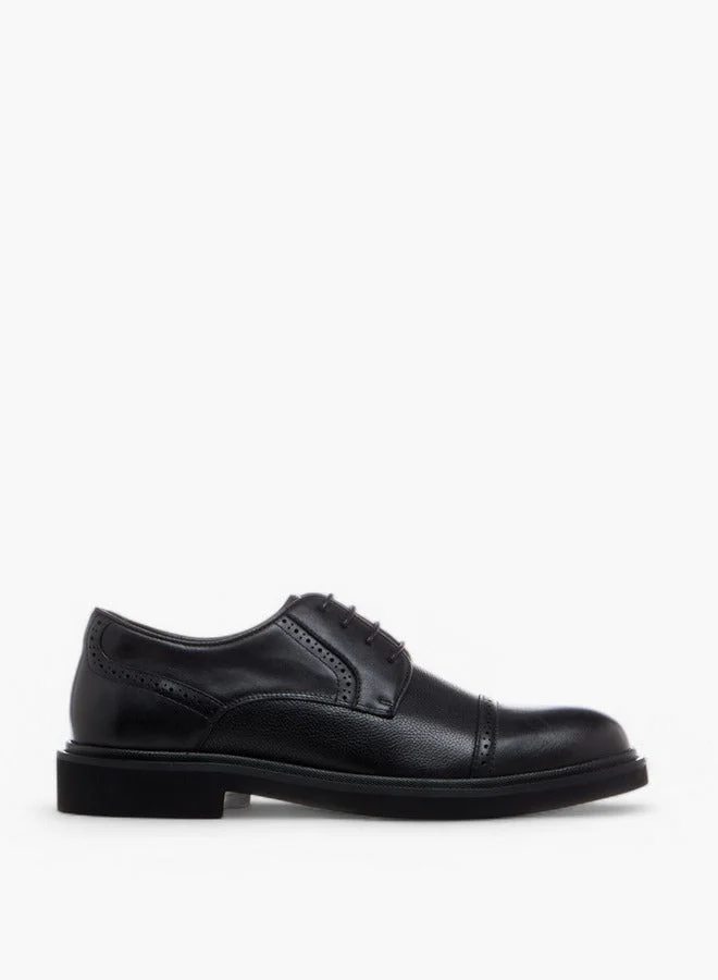 DUCHINI Men's Textured Lace-Up Derby Shoes