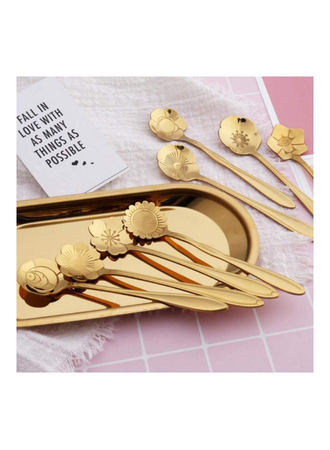 8-Piece Stainless Steel Spoon Set Gold 12cm - Image 3