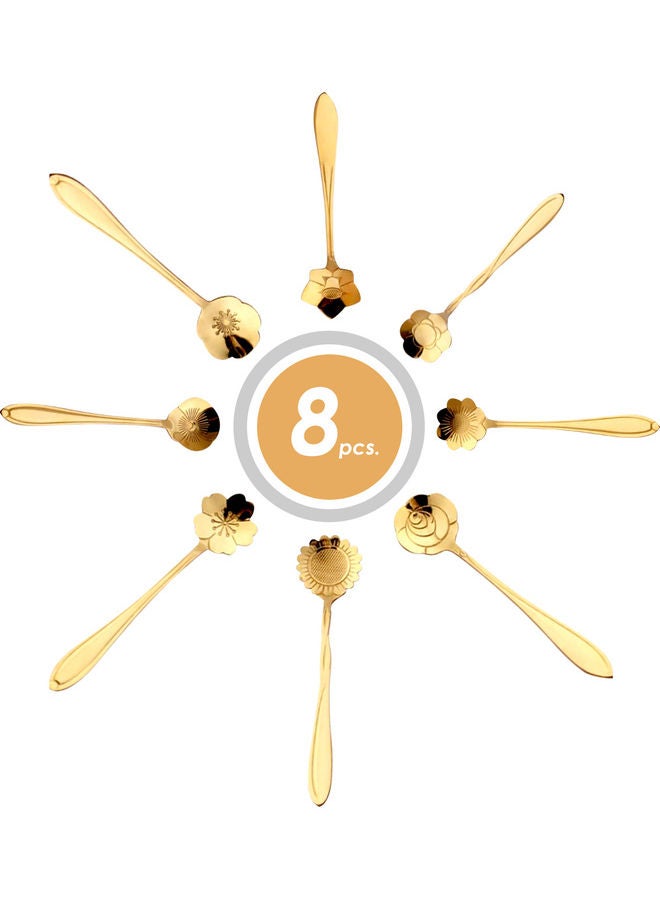 8-Piece Stainless Steel Spoon Set Gold 12cm - Image 2