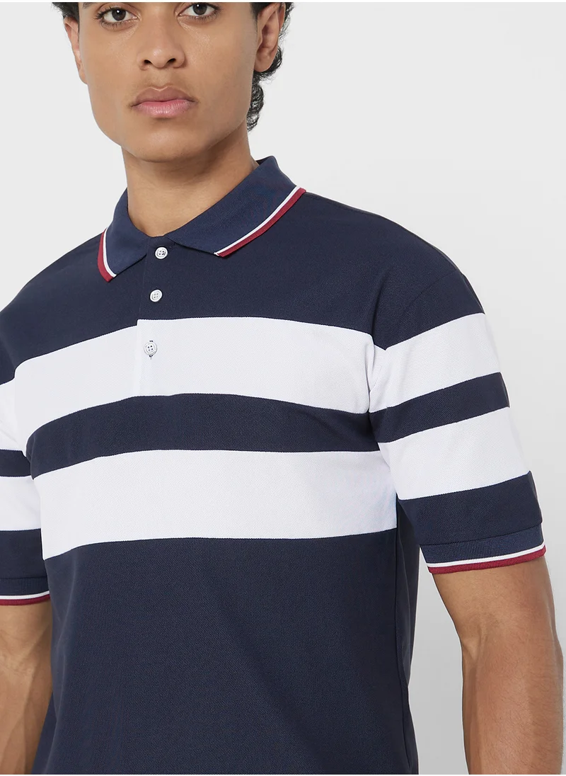 Seventy Five Polo Striped Shorts Sleeve T-Shirt