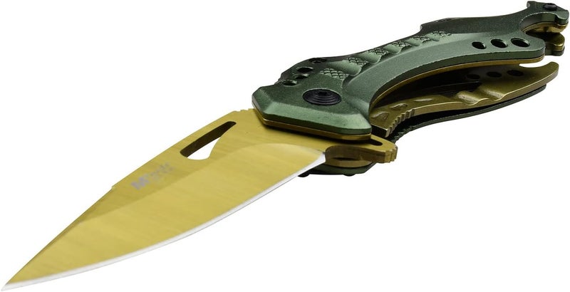 MTECH USA Folding Knife, 3.75-Inch Half-Serrated Blade, Titanium Coating, Glass Breaker, Pocket Clip - Image 3