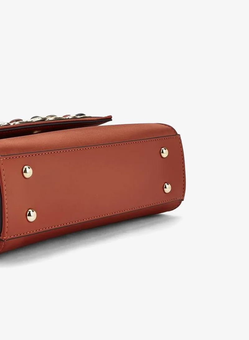 Elle ORANGE Embellished Crossbody Bag With Detachable Chain Strap for Women | Best Price UAE