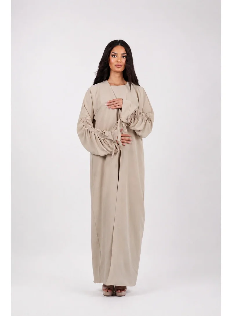 Ophelia Armina Stringed Abaya – Elegant Tie-Sleeve 3-in-1 Set with Inner Dress & Matching Hijab