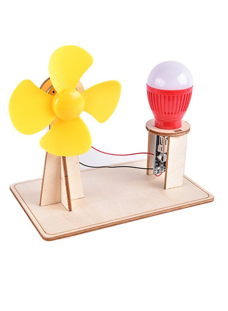 AROAQ Wooden Wind Generator Model, Wooden Electricity Generator Learning Kit, Safe And Durable Kids Science Toy Funny Technology Educational Toys For Children, (1pc, Brown)  - Image 1