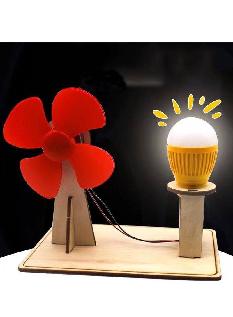 AROAQ Wooden Wind Generator Model, Wooden Electricity Generator Learning Kit, Safe And Durable Kids Science Toy Funny Technology Educational Toys For Children, (1pc, Brown)  - Image 3