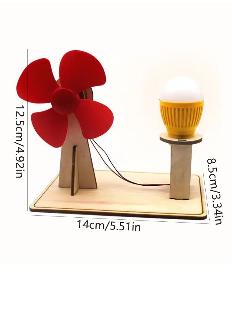 AROAQ Wooden Wind Generator Model, Wooden Electricity Generator Learning Kit, Safe And Durable Kids Science Toy Funny Technology Educational Toys For Children, (1pc, Brown)  - Image 4