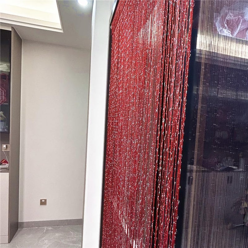 ave split Decorative Door String Curtain Wall Panel Fringe Window Room Divider Blind Divider Tassel Screen Home 100cm*200cm (red18) - Image 3