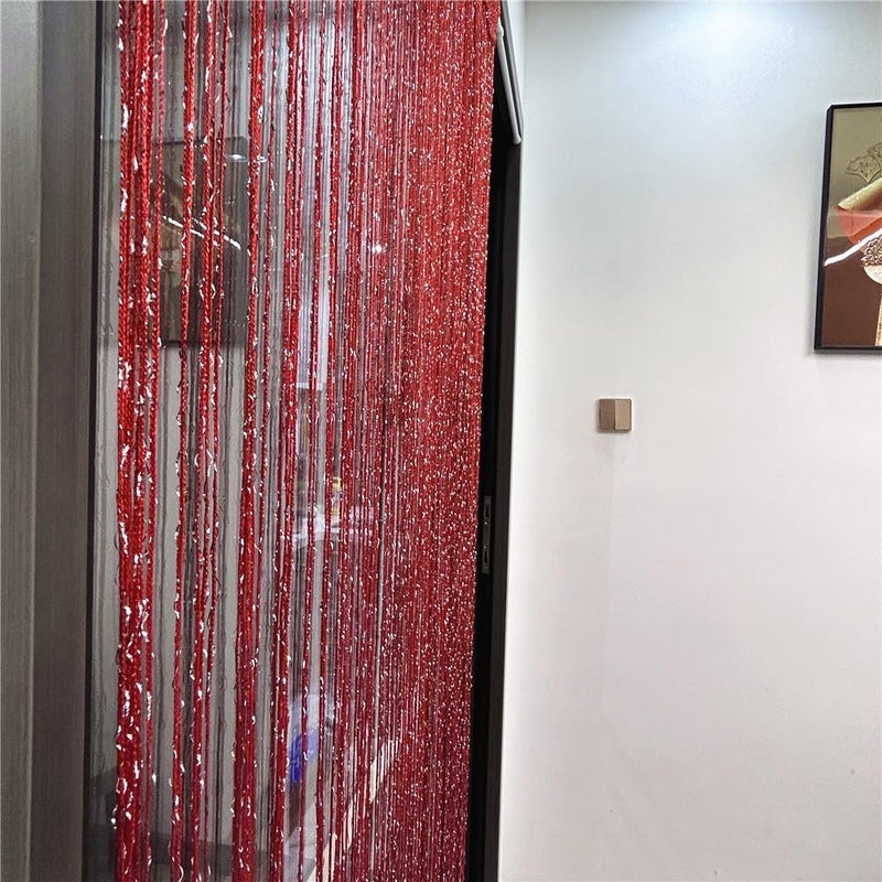 ave split Decorative Door String Curtain Wall Panel Fringe Window Room Divider Blind Divider Tassel Screen Home 100cm*200cm (red18) - Image 5