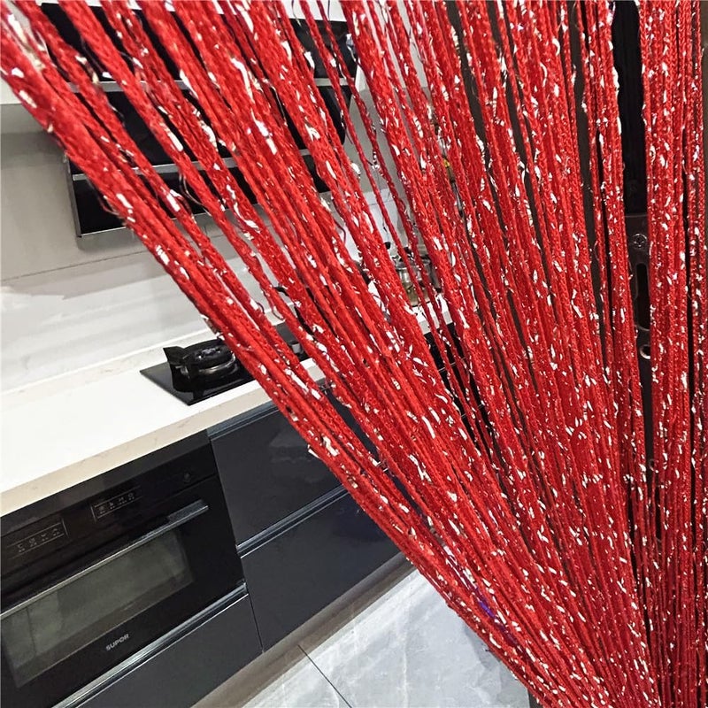 ave split Decorative Door String Curtain Wall Panel Fringe Window Room Divider Blind Divider Tassel Screen Home 100cm*200cm (red18) - Image 1