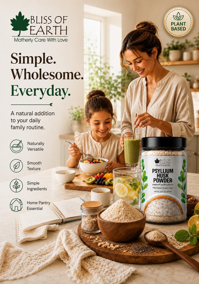 Bliss of Earth Psyllium Husk Powder 100g (Pack of 3), Pure Isabgol (Ispaghula) Soluble Dietary Fiber for Digestion and Gut Health, Fine Milled, Vegan, Unflavoured - Image 4