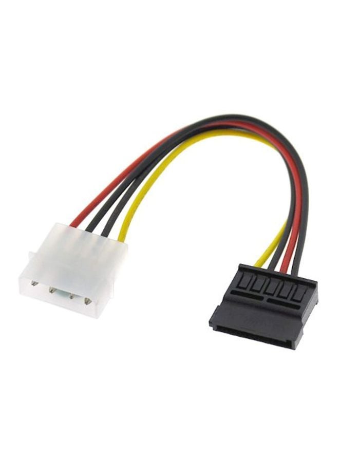 SATA 15 Pin Female To 4 Pin Male Power Connector Cable White/Black/Yellow