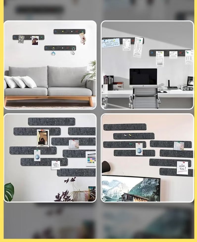5 Pack Bulletin Board Strips, Felt Pin Board Bar with Push Pins Self-Adhesive Felt Bulletin Board for Office School Home Wall Decoration, for Organize Memo, Photos, Display - Image 4