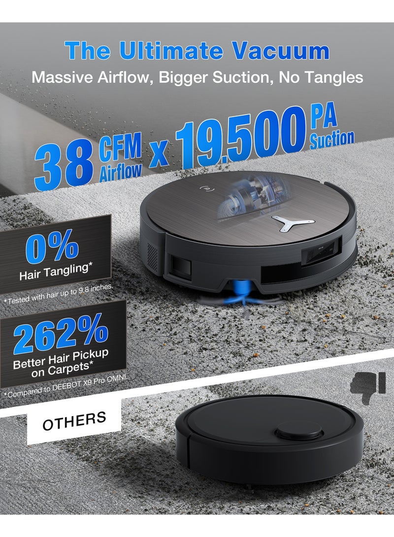إيكوفاكس DEEBOT X11 OmniCyclone Robot Vacuum and Mop, PowerBoost Charging, OZMO Roller 2.0 Instant Self-Washing Mop, 19,500Pa Suction, Bagless OmniCyclone Station, AIVI 3D Smart Navigation 2.7 L 110 W DEX99-10EO Black - Image 5