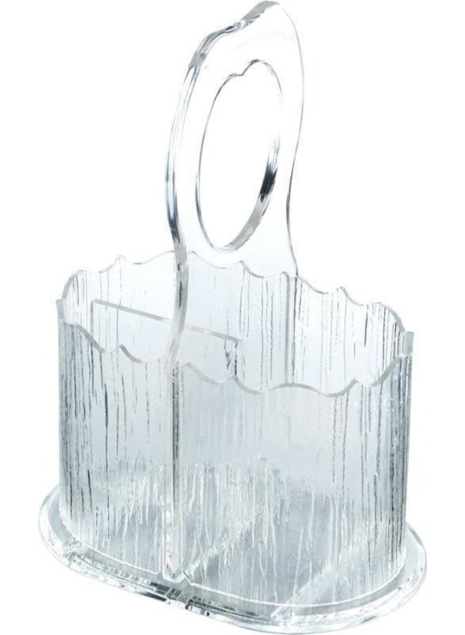 Orchid Acrylic Utensil Holder Utensil Caddy Napkin Holder Condiment Organizer 3 Compartments Organizes Forks Knives Spoons Ideal For Kitchen Cutlery Storage Organizer Clear - Image 1