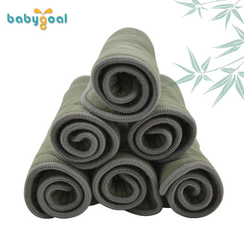 Babygoal Baby 5-Layer Charcoal Rayon from Bamboo Reusable Liners for Cloth Diapers Nappies,Pack of 12 Inserts,12ZTN - Image 2