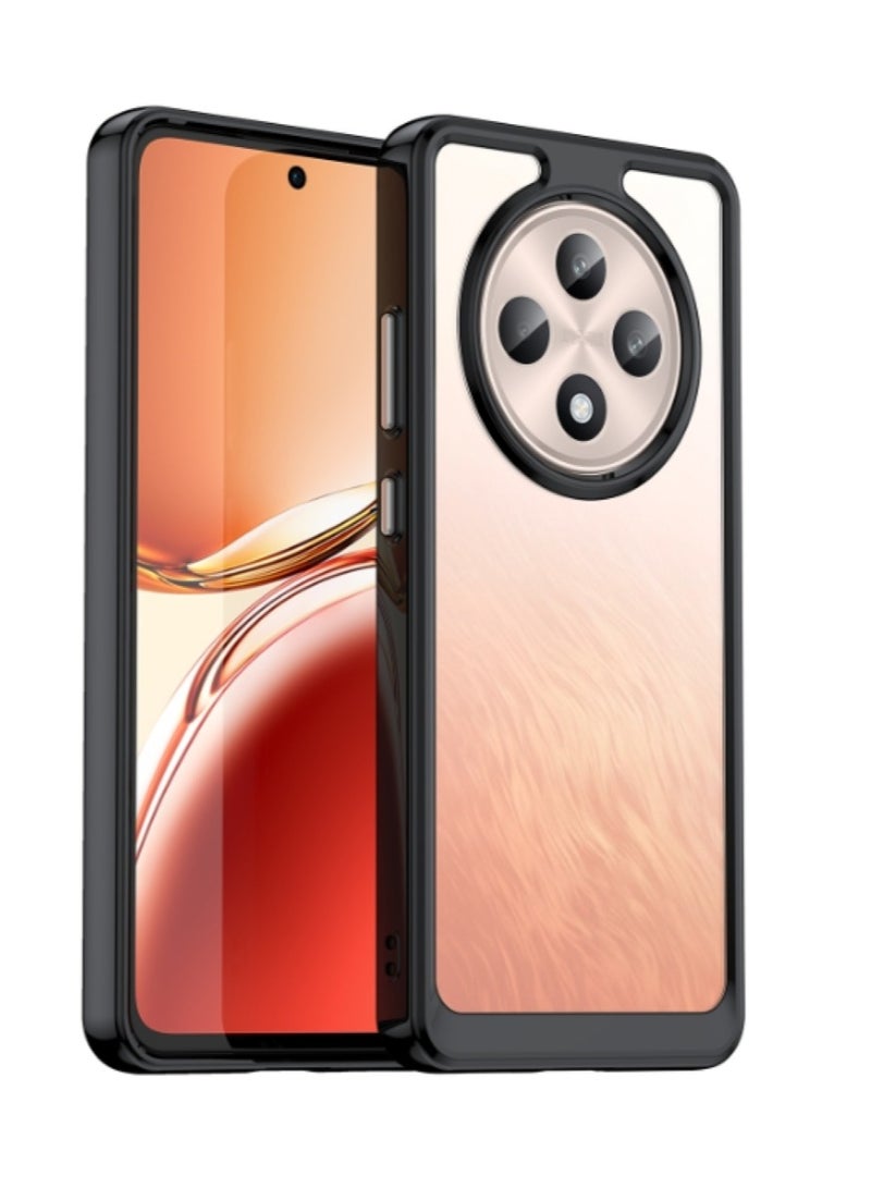 جراب لهاتف Oppo Reno12 F  / Oppo Reno12F – إطار باللون الأسود مع ظهر شفاف من الأكريليك، حواف TPU مضادة للصدمات، تصميم متين وواقٍ - Image 1