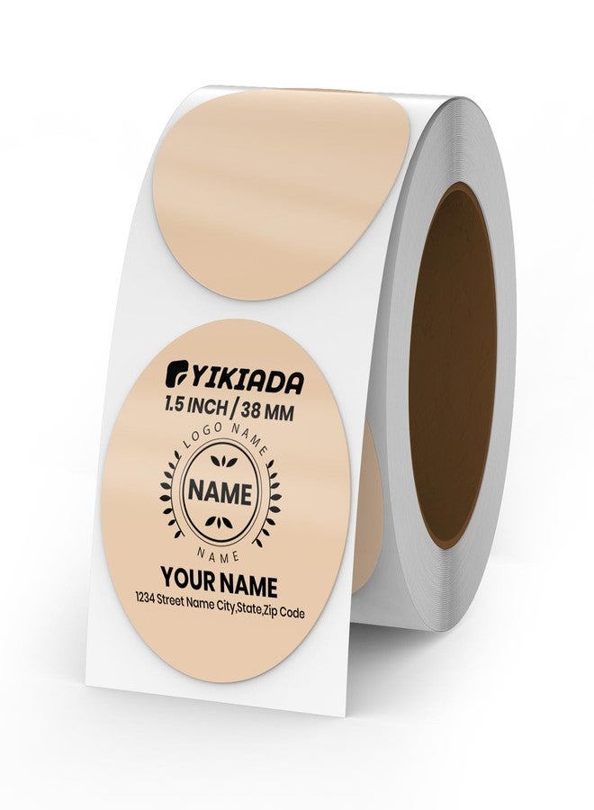YIKIADA Khaki Round Thermal Labels 1.5 Inch Waterproof Stickers 500 PCS - Image 1