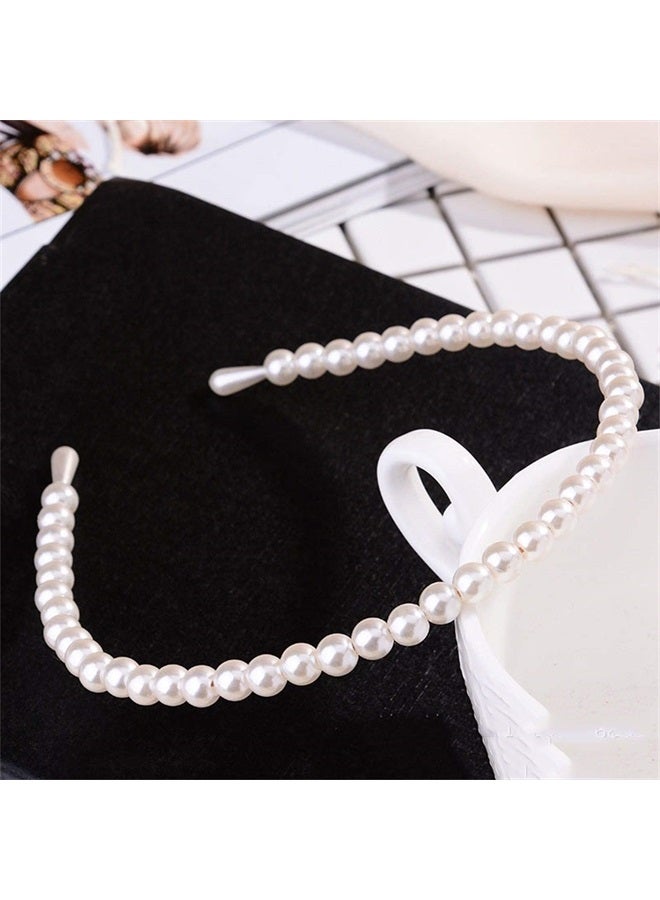 Aoxmas 2pcs Simple Design Pearl Headbands for Women Wedding Party Bridal Hair Hoop Elegant Hair Hoop - Image 2