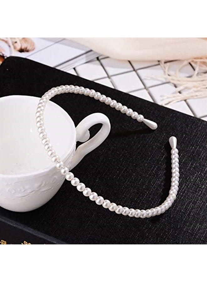 Aoxmas 2pcs Simple Design Pearl Headbands for Women Wedding Party Bridal Hair Hoop Elegant Hair Hoop - Image 3