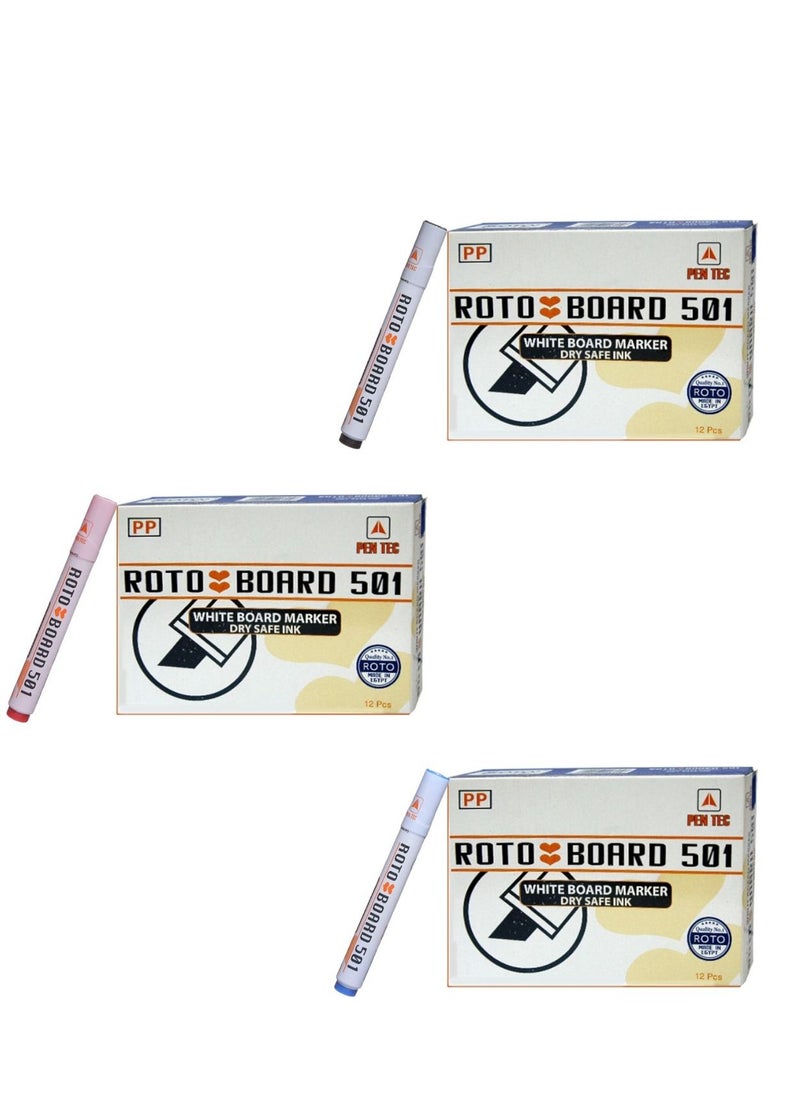 Genetic Set of Whiteboard 45CMx60CM with 3 Packs of Roto whiteboard marker, A Duster and Magnetics  - Image 2