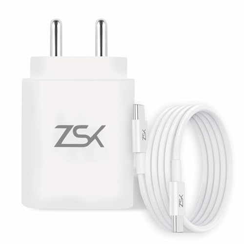 ZSK 25W Fast Charger Mobile Wall Adaptor Single Port Type C Charger | Phone Charger Compatible with Every Type C Port Devices with 1 Meter Type C to C Fast Charging Cable (BIS Certified) - Image 1