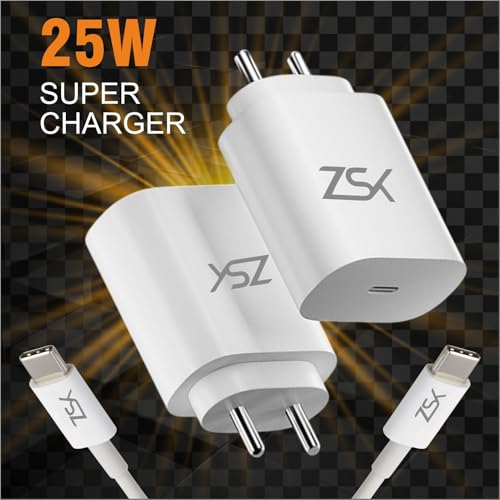 ZSK 25W Fast Charger Mobile Wall Adaptor Single Port Type C Charger | Phone Charger Compatible with Every Type C Port Devices with 1 Meter Type C to C Fast Charging Cable (BIS Certified) - Image 4