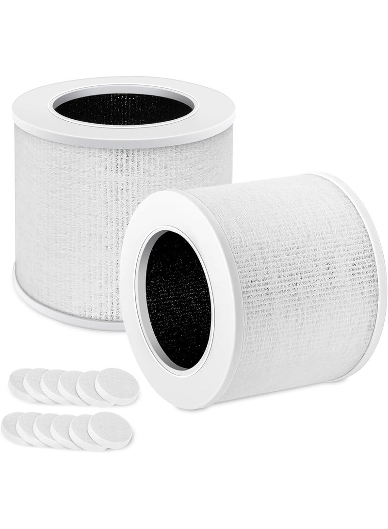 2-Pack Core Mini H13 True HEPA Replacement Filter for LEVOIT Air Purifier - 3-Stage Carbon Cleaner for Home Bedroom Dorm, Pure Air for Dust Allergens Odors, Replaces Core Mini-RF (White) - Image 1