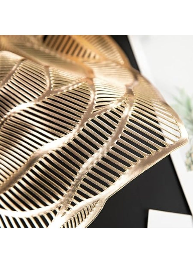 Mabbcoo Gold Placemats Pressed Vinyl Round Placemats Set of 6 Pretty Rose Shape Design Washable Dining Table Decoration Mats for Birthday Holiday Party Wedding Kitchen Decor - Image 2