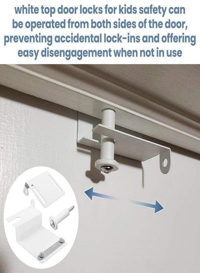 Zivceng Adjustable Child Safety Door Top Lock for Interior Exterior Doors, Easy Installation, White Top Door Locks for Kids Safety,Easy Sliding Lock Unlock from Both Sides.(0.8-2 inch Interior Doors) - Image 3