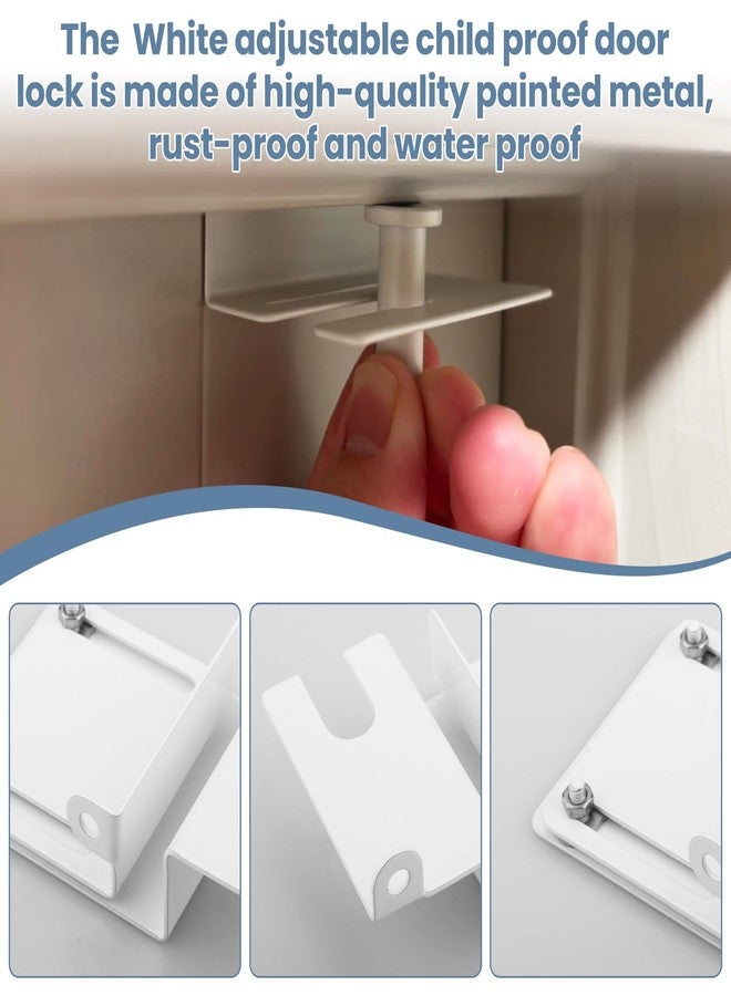 Zivceng Adjustable Child Safety Door Top Lock for Interior Exterior Doors, Easy Installation, White Top Door Locks for Kids Safety,Easy Sliding Lock Unlock from Both Sides.(0.8-2 inch Interior Doors) - Image 5