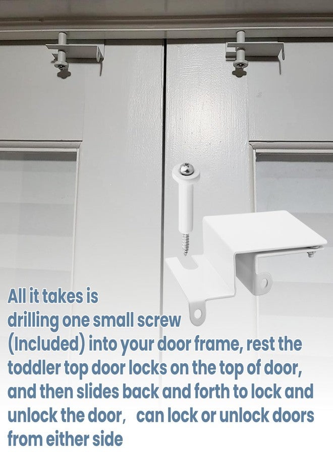 Zivceng Adjustable Child Safety Door Top Lock for Interior Exterior Doors, Easy Installation, White Top Door Locks for Kids Safety,Easy Sliding Lock Unlock from Both Sides.(0.8-2 inch Interior Doors) - Image 4