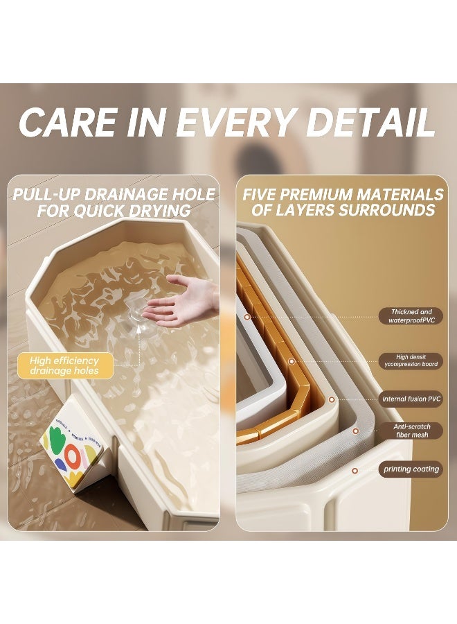 شو وو حوض استحمام قابل للطي للأطفال، حوض استحمام محمول قابل للطي للأطفال، مناسب للأطفال حديثي الولادة وحتى سن المشي، حوض استحمام للأطفال + كرات المحيط *5+1 مجموعة بطة للوالدين والطفل (واحدة كبيرة وواحدة صغيرة) - Image 5