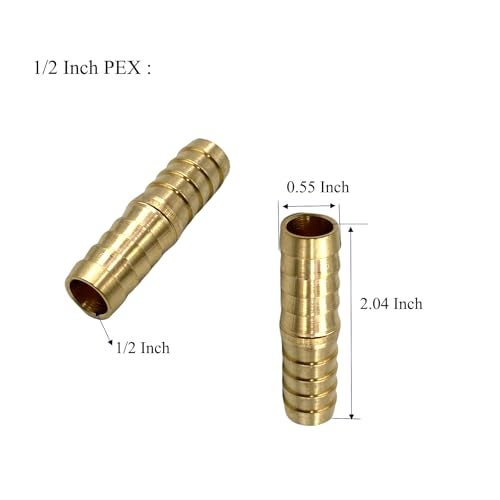 Bumugufu 6 Pcs 1/2" Brass PEX Hose Fittings, 1/2 Inch to 1/2 Inch PEX Straight Hose Coupling for House, RV Repairs and Pex Project - Image 2