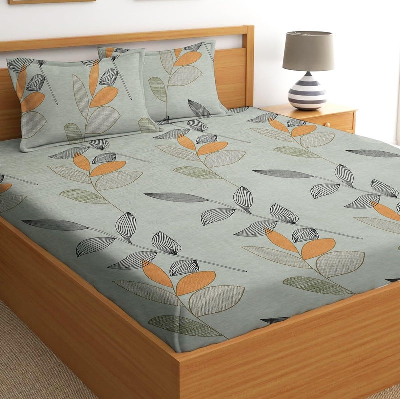 STARNSTYLE 100% Cotton Super Soft 240 Thread Count Elastic Fitted All Around Elastic Printed King Size Double Bed Bedsheet with 2 Pillow Cover 72" X 78" - Image 2