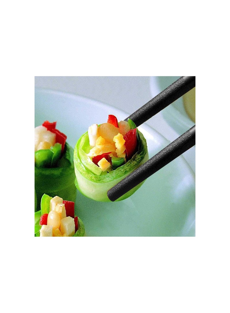 GGOOT 5 Pairs Fiberglass Chopsticks, Reusable Chopsticks Set Dishwasher Safe Chopsticks Floral Black Chopsticks Alloy Chinese Chopsticks Non Slip Chop Sticks Fancy Japanese Sushi Chopsticks with Gift Box - Image 5