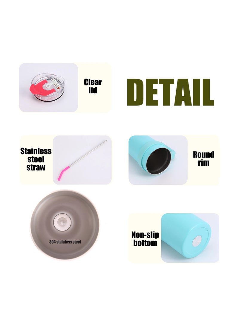 40 oz Insulated Stainless Steel Tumbler with Handle and Flip Straw – Spill-Proof Travel Mug – Double-Wall Vacuum – Hot & Cold Drink Thermos – Reusable Commuter Cup – Cup Holder Friendly – Key Lime - Image 3