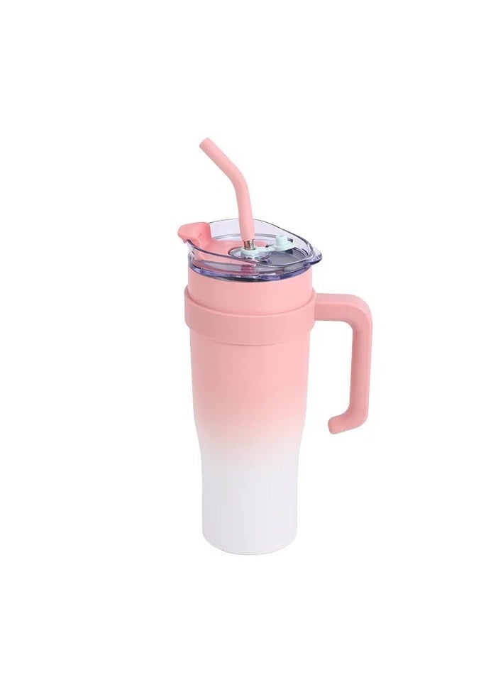 40 oz Insulated Stainless Steel Tumbler with Handle and Flip Straw – Spill-Proof Travel Mug – Double-Wall Vacuum – Hot & Cold Drink Thermos – Reusable Commuter Cup – Cup Holder Friendly – Key Lime - Image 1