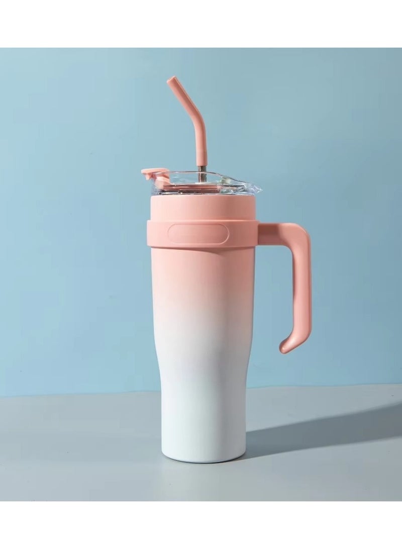 40 oz Insulated Stainless Steel Tumbler with Handle and Flip Straw – Spill-Proof Travel Mug – Double-Wall Vacuum – Hot & Cold Drink Thermos – Reusable Commuter Cup – Cup Holder Friendly – Key Lime - Image 2