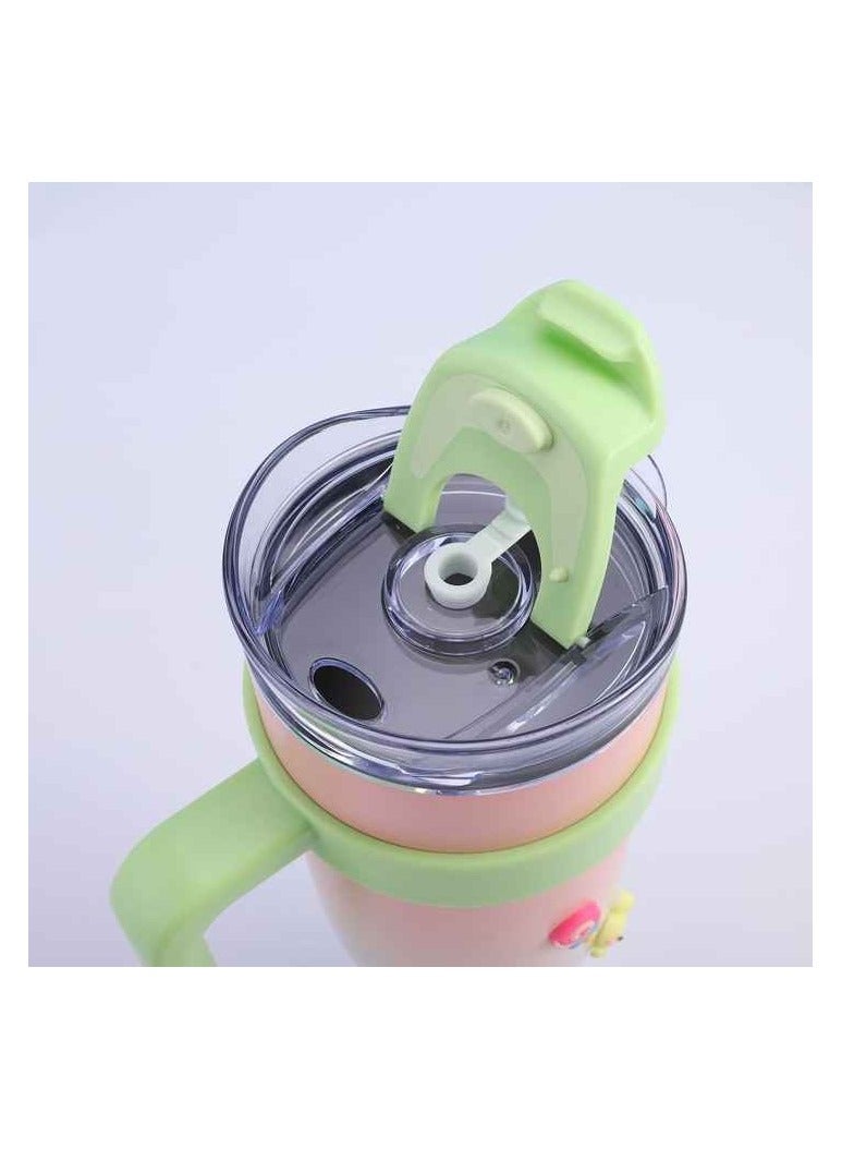 40 oz Insulated Stainless Steel Tumbler with Handle and Flip Straw – Spill-Proof Travel Mug – Double-Wall Vacuum – Hot & Cold Drink Thermos – Reusable Commuter Cup – Cup Holder Friendly – Key Lime - Image 5