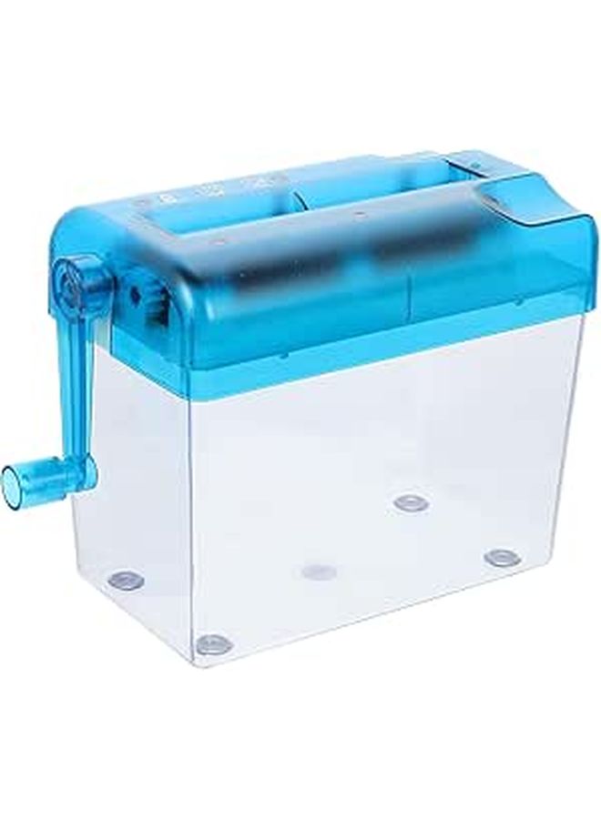 Manual Paper Shredder A6 Desktop Hand Crank Document Cutter Blue For Home Office School Use - Image 1